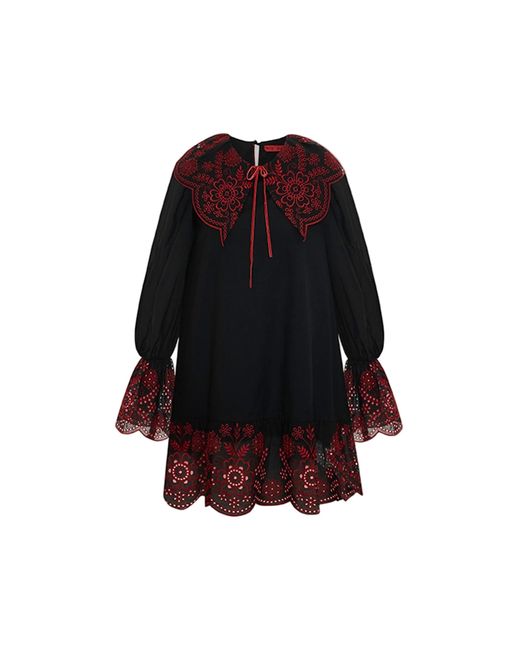 Pcfg Black The Broderie Anglaise Edit Embroidered Detail Mini Dress