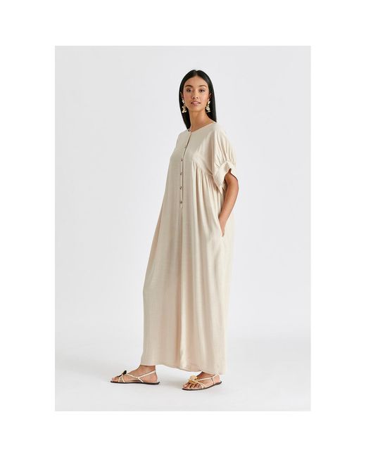 Paisie Natural Neutrals Relaxed Fit Wide Leg Jumpsuit With Belt