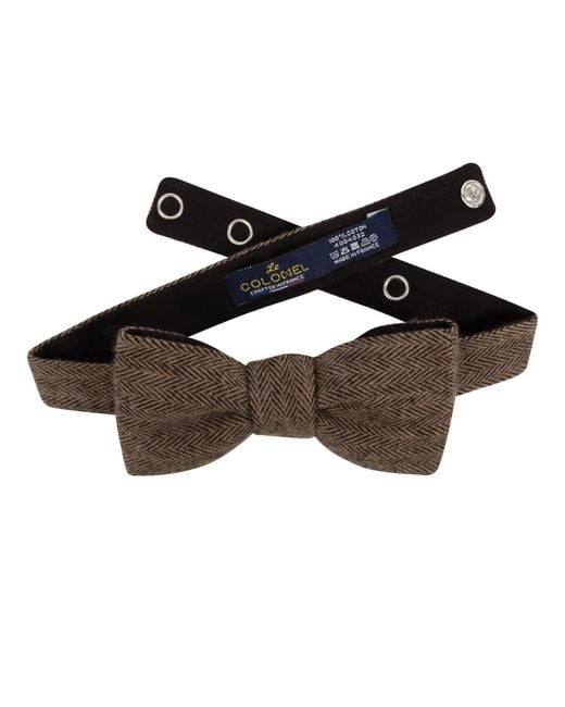 LE COLONEL Brown Bronze Herringbone Bow Tie for men