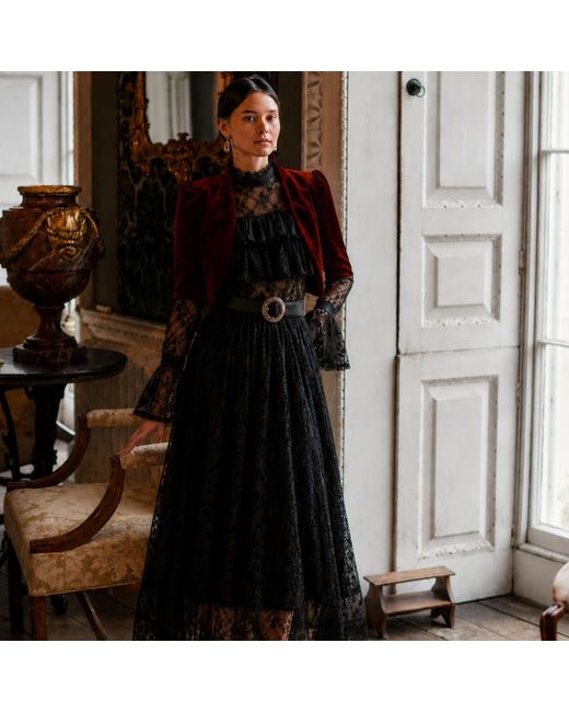 NUMBAT Red Eliza Velvet Bolero Coat - Wine