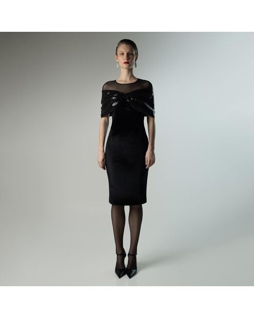 Madebyza Black Velvet Bowed Evening Dress