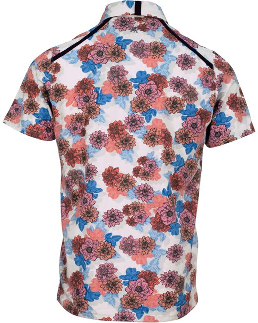 Lords of Harlech Red Pietro Snap Floral Polo Shirt for men