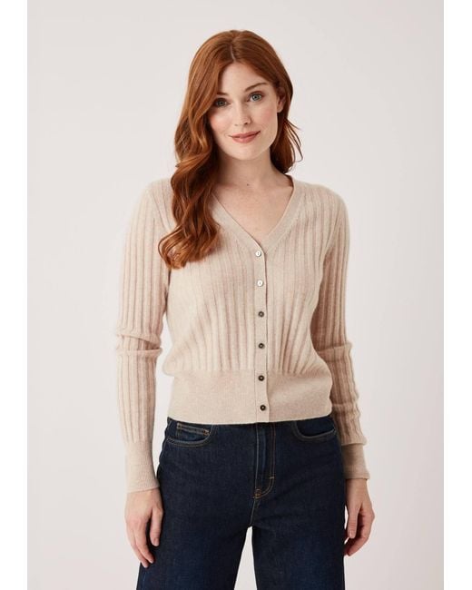 Loop Cashmere Natural Neutrals Cashmere Wide Rib Cardigan