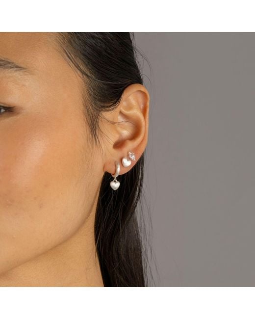 Claire Hill Designs Metallic Brushed Heart Huggie Hoops