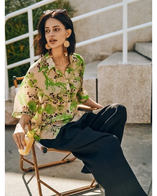 Lost Pattern Black Beach Blossom Wide-Leg Pants