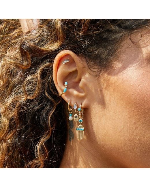 Zohreh Metallic Hammered Huggie Hoop Earring 9K