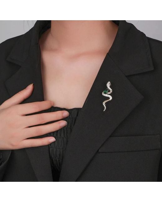 Angel Barocco Metallic Elegant Diamond Snake Brooch