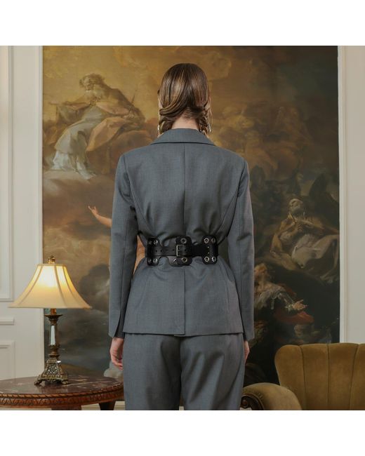 Haute Cuir Black Annora Wide Leather Belt