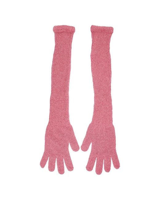 Maison Bogomil Pink Knit Opera Gloves