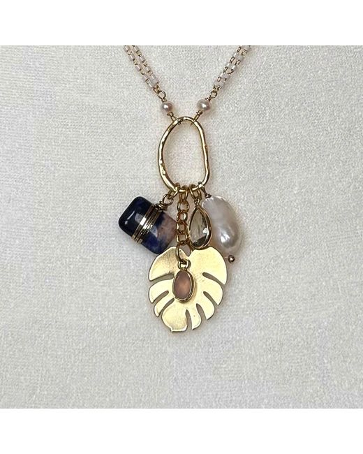 Rare Matters Jewelry Metallic Radiance Charm Sodalite Necklace