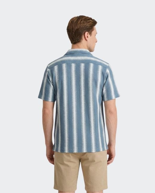 Vustra Blue Coastal Breeze Zigzag Stripe Shirt for men