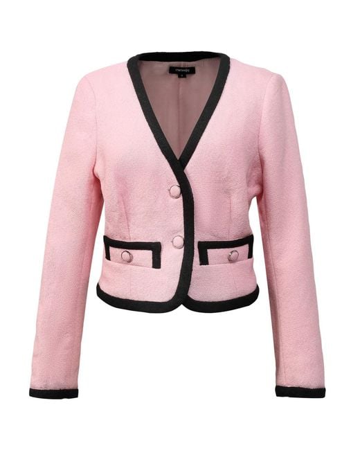 Smart and Joy Pink Contrasting Bias Short Jacket