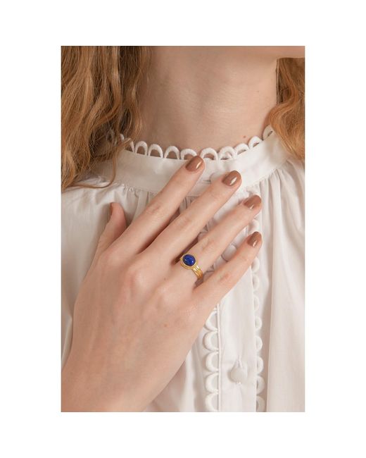Vintouch Italy Blue Fascetta Gold-plated Lapis Ring