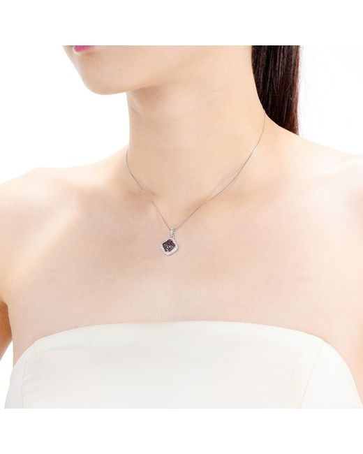 Genevive Jewelry Metallic Sterling Dark Cubic Zirconia Pendant Necklace