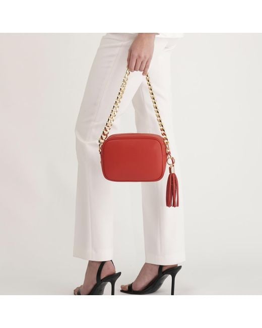 Apatchy London Red The Tassel Scarlet Leather Crossbody Bag