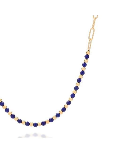 Nellou Jewellery Metallic Lapis Gem Shine Necklace Plated Sterling