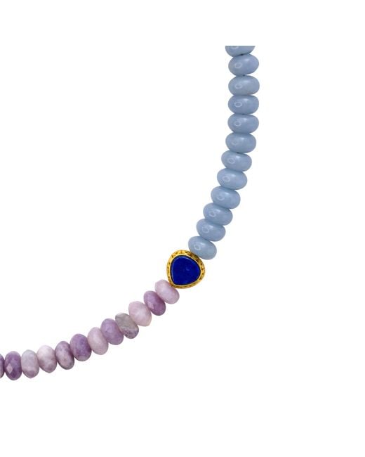Bombyx House Metallic Kunzite Aquamarine Lapis Color Block Necklace