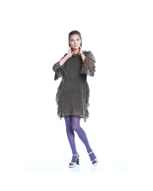 Silvia Serban Green Polka Dots Dress With Side Ruffles