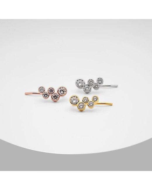 Meulien Metallic Clustered Bezel Set Ear Climber Stud Earrings