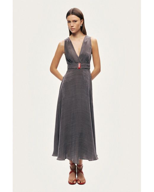 Nocturne White V-Neck Sleeveless Midi Dress