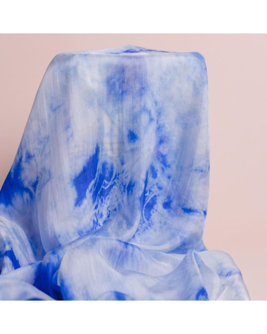 Silk and Bears Blue Cloud Shibori Habotai Silk Scarf – Hand-Dyed Mulberry Silk