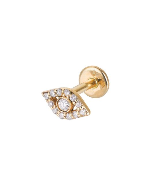 Zohreh Metallic Diamond Evil Eye Flat Back Earring 14K