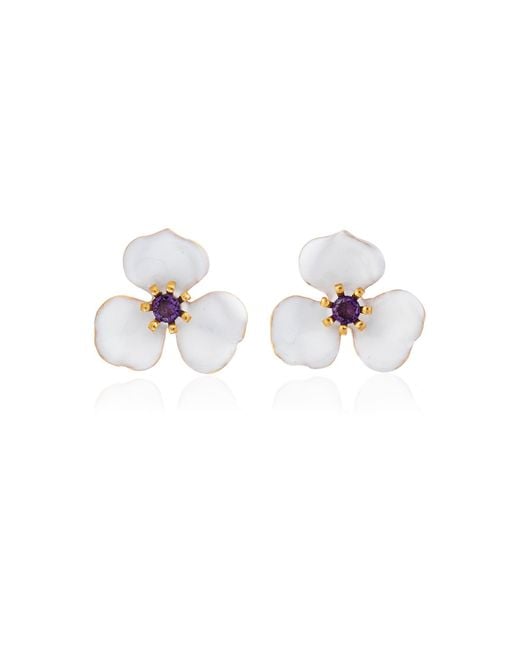 Milou Jewelry White Petal Flower Earrings
