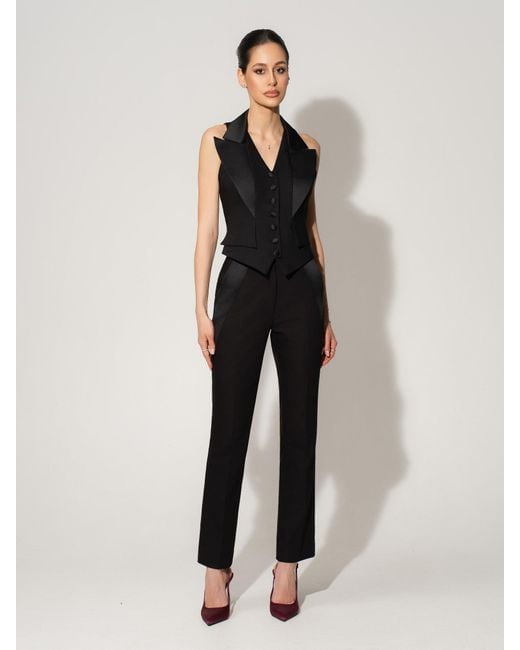 Tia Dorraine Black Single-Breasted Waistcoat & Tailored Trousers Set
