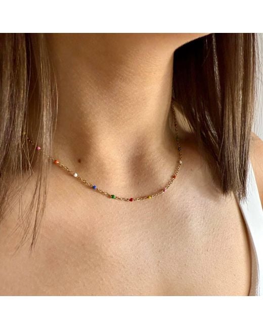 Evie Jewelry Metallic Colour Wave Fine Beaded Waterproof Necklace