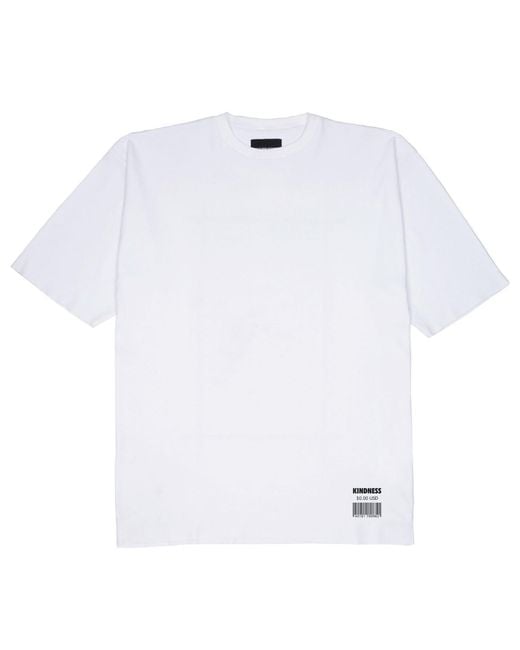 mysimplicated White Oversized T-Shirt With Kindness Tag Design for men