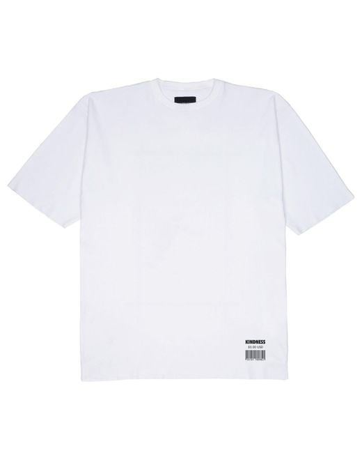 mysimplicated White Oversized T-Shirt With Kindness Tag Design for men