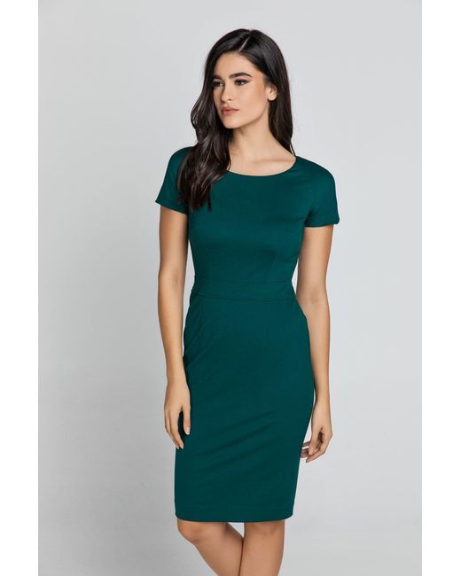 Conquista Green Fitted Emerald Cap Sleeve Dress Fashion