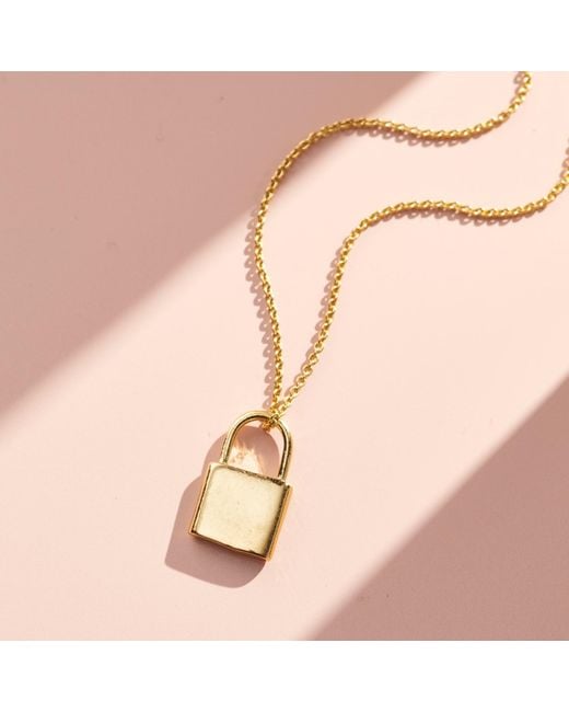 Posh Totty Designs Metallic Yellow Gold Plated Padlock Charm Necklace