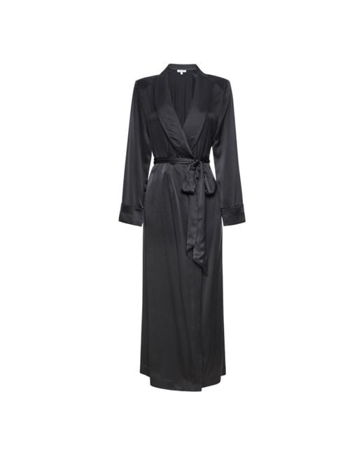 Kato Black Matador Silk Satin Robe