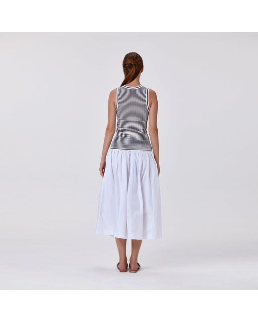 Smart and Joy Black Loose-Fitting Midi Cotton Skirt With Smocked Waist
