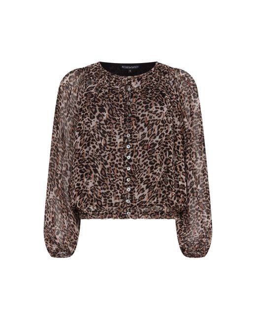 Rose & Nancy Brown Sienna Print Blouson Blouse