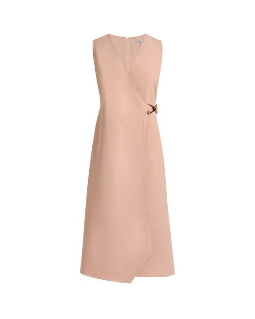 Santorelli Pink Ursa Sleeveless Faux Wrap Dress With Metal Buckle
