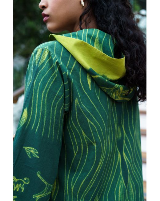 Tiger and the Monkey Green The Veronica Organic Handloomed Cotton Kaftan Dress