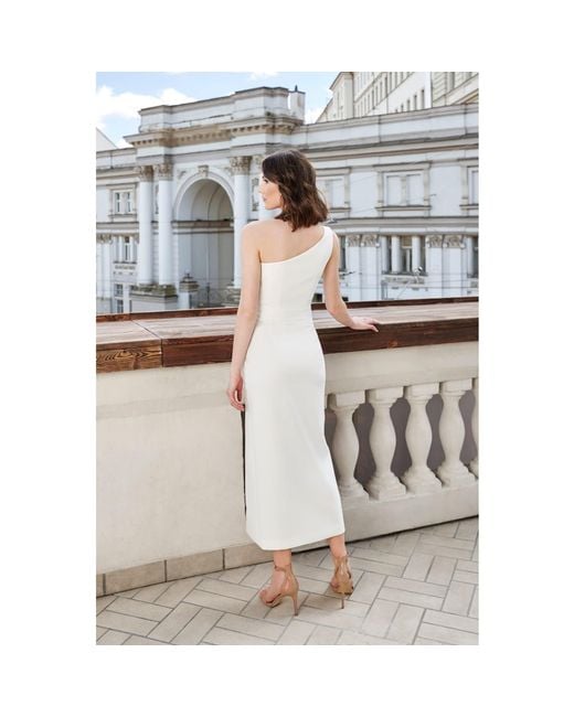 Nomi Fame White Dori Dress With Asymmetric Neckline
