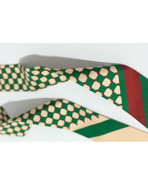 Lost Pattern Green Checkerboard Twilly Scarf