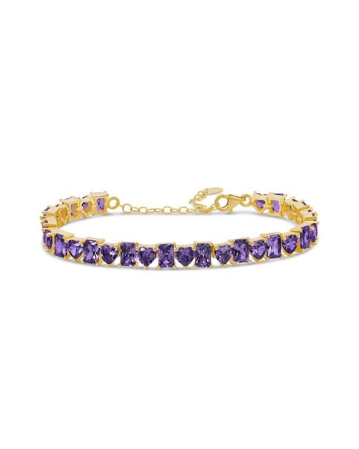 SHYMI Blue Heart And Emerald Shape Tennis Bracelet