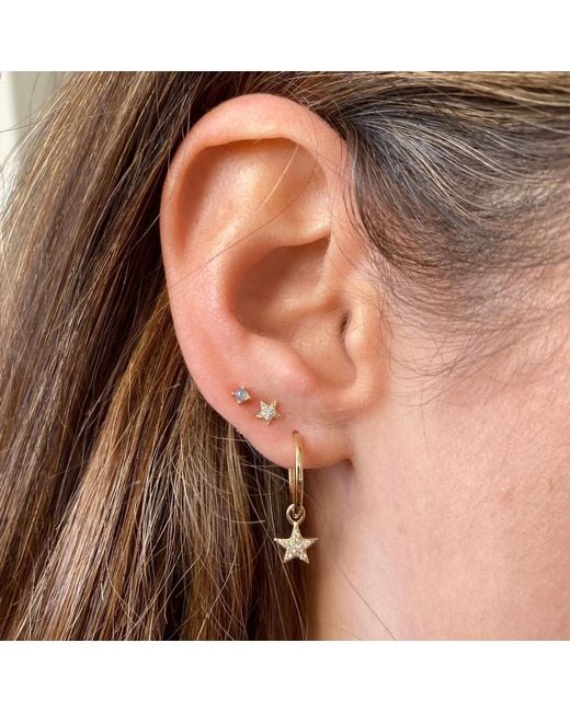 Zohreh Metallic Celestial Diamond Star Hoop Earrings 9K