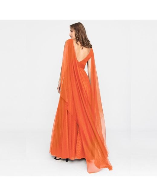 Angelika Jozefczyk Tulle Evening Gown Hot Orange