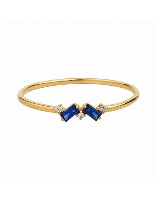 Belinda Jewelz Metallic Sapphire Double Baguette Birthstone Ring