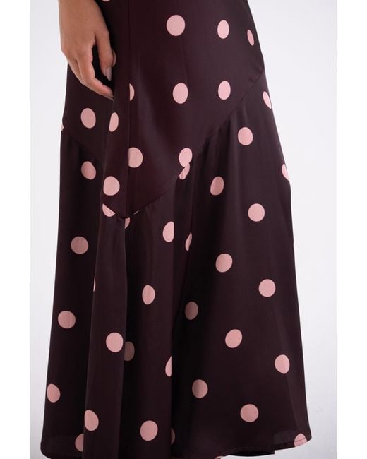 Amy Lynn Purple Baia Burgundy Polka Dot Halterneck Maxi Dress