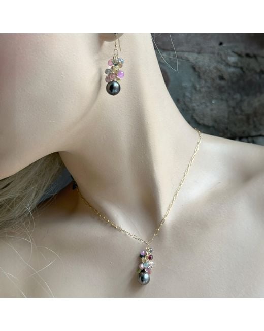 Lori Kaplan Design Metallic Sapphire With Tahitian Pearl Necklace