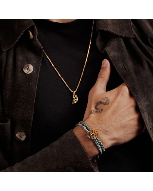 Tateossian Brown Puzzle Gear Macrame Bracelet for men