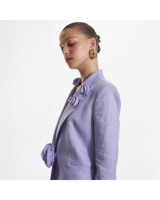 Lita Couture Purple Wide-Leg Trousers