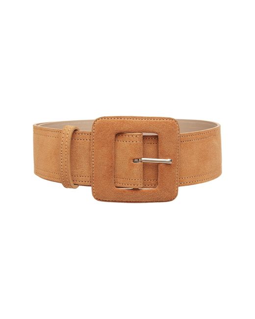 BeltBe Brown Suede Square Buckle Belt