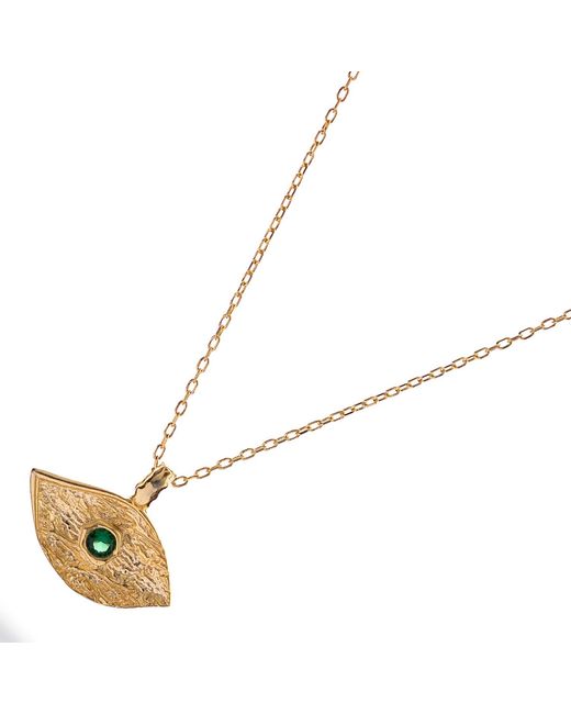 Ebru Jewelry Metallic Cleopatra's Emerald Guardian Eye Necklace